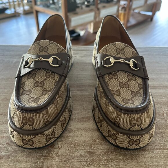 GUCCI LOAFERS - HORSEBIT WEDGE - SIZE 40.5 - Picture 1 of 8